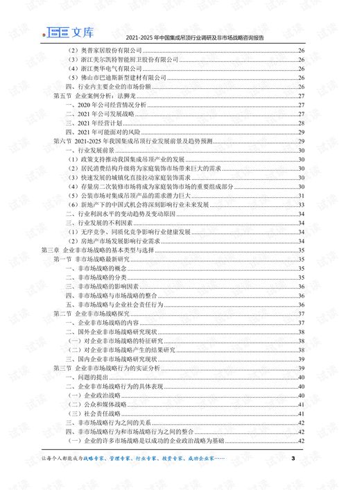 2021-2025年中国集成吊顶行业市场调研与非市场战略分析报告